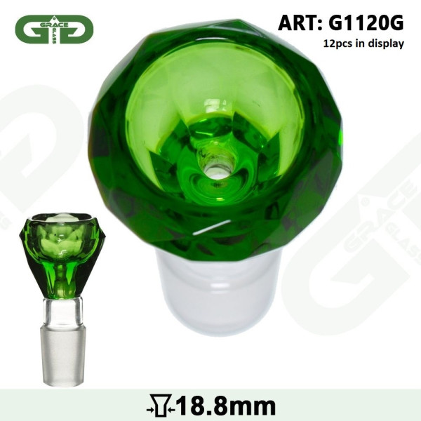 Skleněný kotlík Grace Glass Diamant 18,8mm zelený