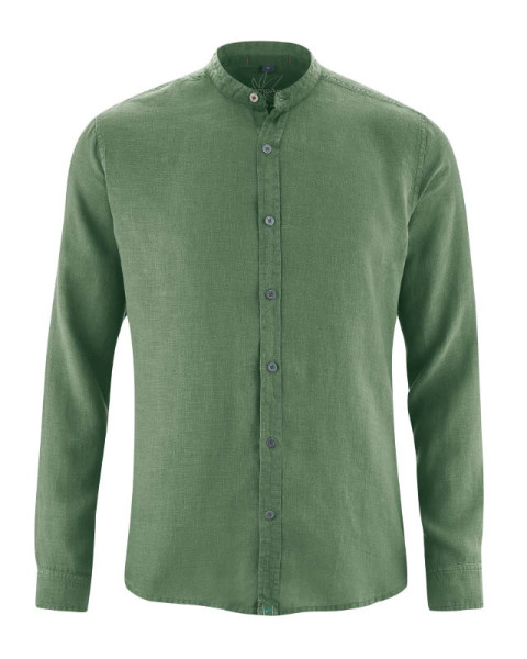 100% Konopná košile bez límečku zelená, vel.XL